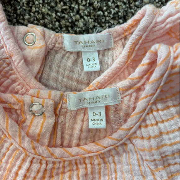 Tahari & Wonderluxe Pink Floral 4 pc Bodysuits Onsie Set Lot 0-3 mo Muslin NWOT - Picture 4 of 15